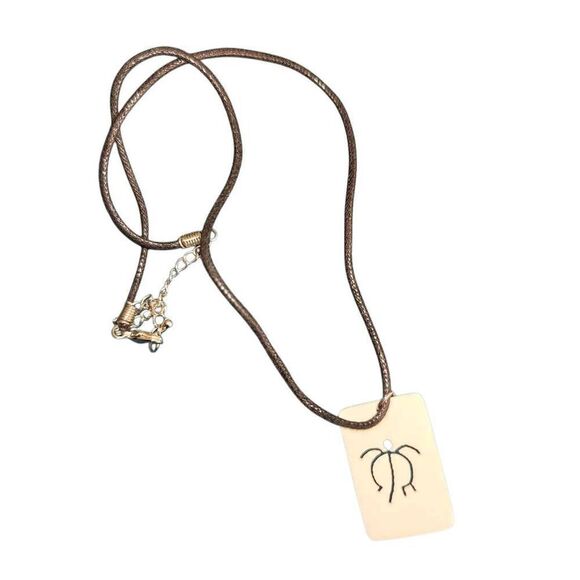 Faux Leather Tribal Charm Short Necklace - Picture 1 of 3